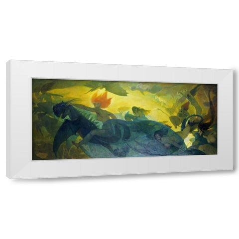 The Ride of The Valkyries White Modern Wood Framed Art Print by Engel, Carl