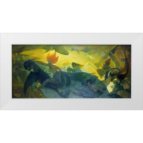 The Ride of The Valkyries White Modern Wood Framed Art Print by Engel, Carl