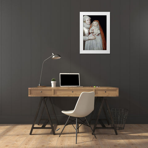 A Museumistening Portrait of a Mother and Child White Modern Wood Framed Art Print by English School