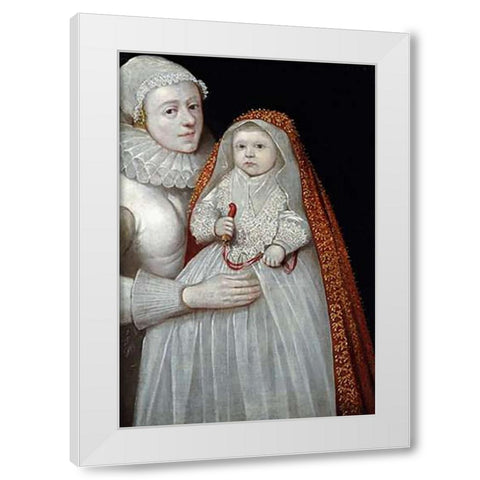 A Museumistening Portrait of a Mother and Child White Modern Wood Framed Art Print by English School