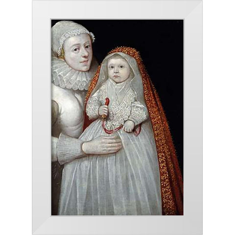 A Museumistening Portrait of a Mother and Child White Modern Wood Framed Art Print by English School