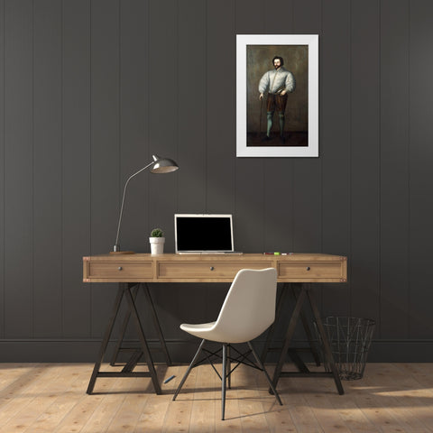 Sir Francis Drake White Modern Wood Framed Art Print by English School