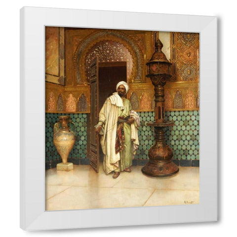 An Arab In a Palace Interior White Modern Wood Framed Art Print by Ernst, Rudolf