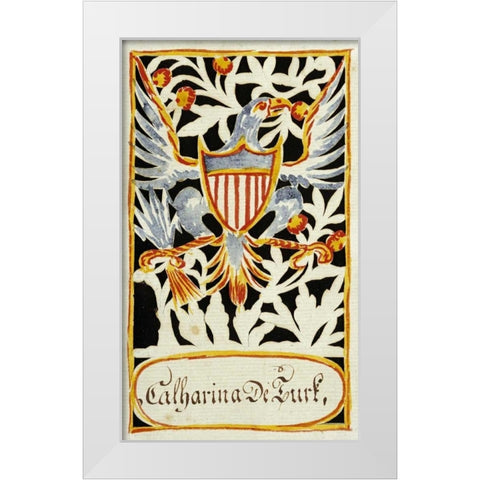 Watercolor and Cutwork Fraktur Drawing White Modern Wood Framed Art Print by Faber, Wilhemus Antonius