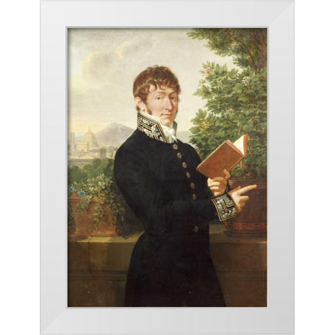 Portrait of An Official, Standing Above Florence White Modern Wood Framed Art Print by Fabre, Francois-Xavier