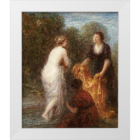 Bath Robe White Modern Wood Framed Art Print by Latour, Henri Fantin