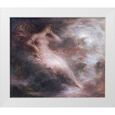 The Queen of The Night White Modern Wood Framed Art Print by Latour, Henri Fantin