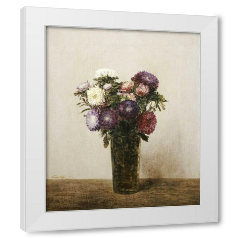 Vase De Fleurs White Modern Wood Framed Art Print by Fantin-Latour, Henri
