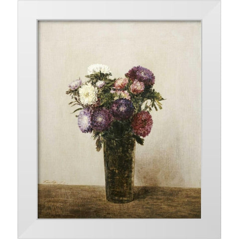 Vase De Fleurs White Modern Wood Framed Art Print by Fantin-Latour, Henri