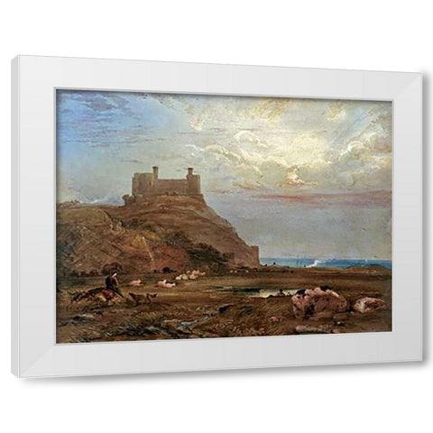 Harlech Castle White Modern Wood Framed Art Print by Fielding, Anthony Vandyke Copley