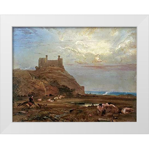 Harlech Castle White Modern Wood Framed Art Print by Fielding, Anthony Vandyke Copley