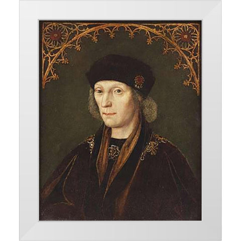Portrait of King Henry VII White Modern Wood Framed Art Print by Flemish School