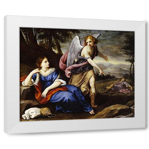 The Angel Appearing To Hagar White Modern Wood Framed Art Print by School, Florentine