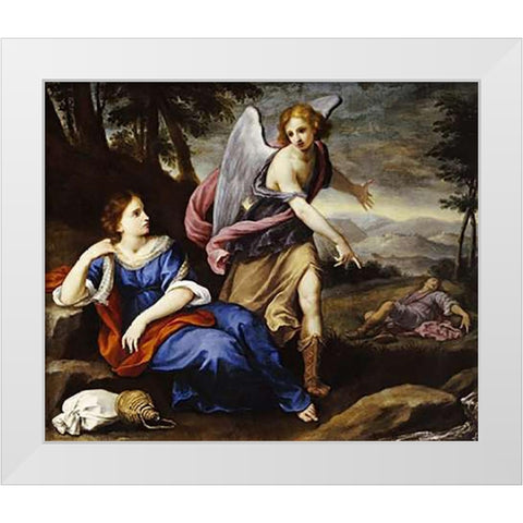 The Angel Appearing To Hagar White Modern Wood Framed Art Print by School, Florentine