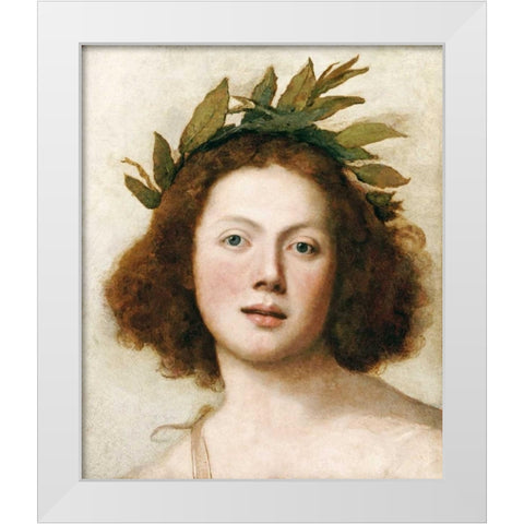 Head of Apollo White Modern Wood Framed Art Print by Forabosco, Girolamo
