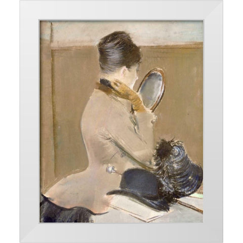 The Milliners Shop White Modern Wood Framed Art Print by Forain, Jean-Louis