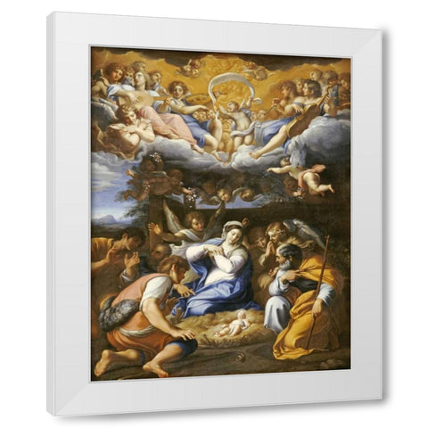 The Adoration of The Shepherds White Modern Wood Framed Art Print by French School