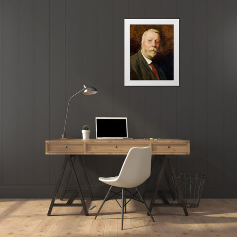 A Self Portrait White Modern Wood Framed Art Print by Gallon, Robert