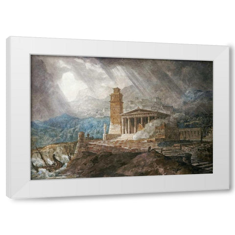 A Capriccio of a Roman Port During a Storm White Modern Wood Framed Art Print by Gandy, Joseph Michael