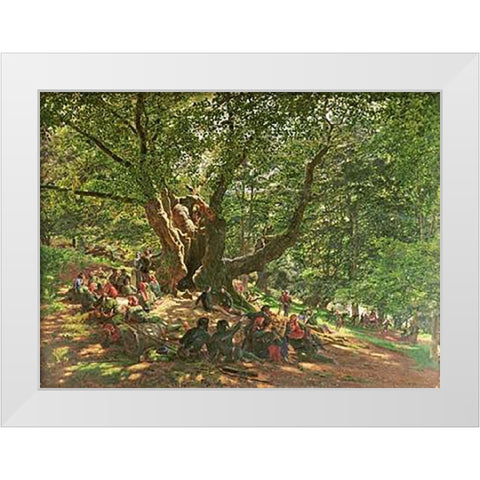 Robin Hood and His Merry Men In Sherwood Forest White Modern Wood Framed Art Print by George, Edmund Warren