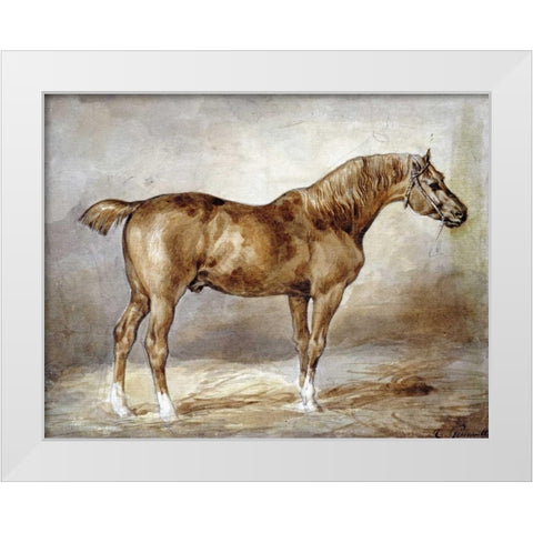 Cheval a LEcurie White Modern Wood Framed Art Print by Gericault, Theodore