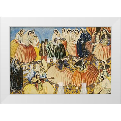 The Marriage of Aqa Abdullah Khan White Modern Wood Framed Art Print by Ghaffari, Abul Hasan