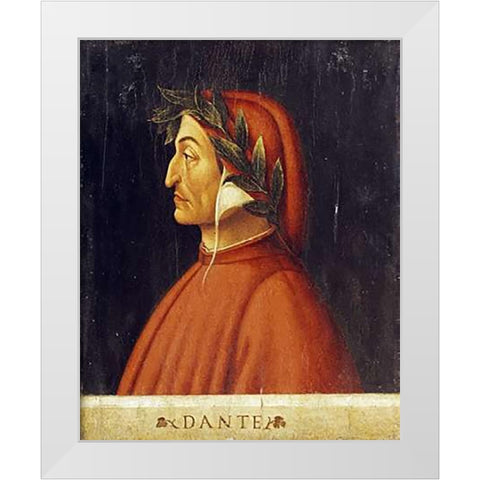 Portrait of Dante White Modern Wood Framed Art Print by Ghirlandaio, Domenico