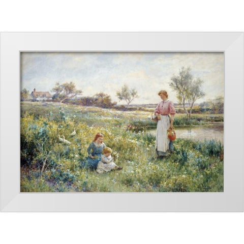 Summer Flowers White Modern Wood Framed Art Print by Glendening, Alfred Augustus