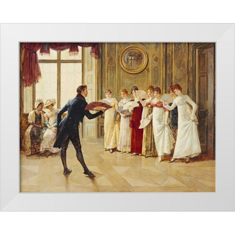 Fan Flirtation White Modern Wood Framed Art Print by Glindoni, Henry Gillard