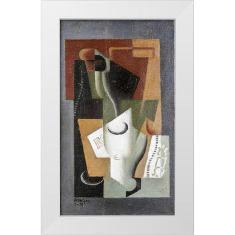 Glass and Bottle White Modern Wood Framed Art Print by Gris, Juan