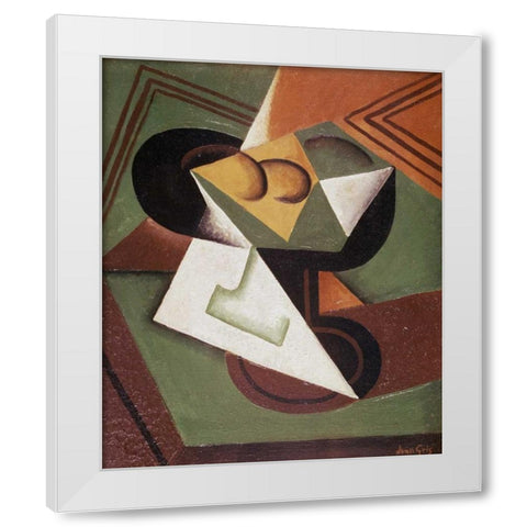 The Fruit Bowl White Modern Wood Framed Art Print by Gris, Juan