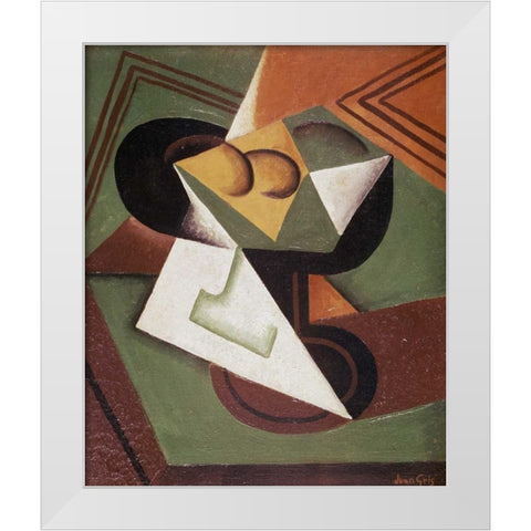 The Fruit Bowl White Modern Wood Framed Art Print by Gris, Juan