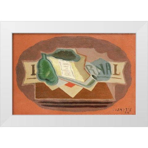 The Packet of Tobacco White Modern Wood Framed Art Print by Gris, Juan