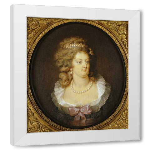 Bust Portrait of Marie-Antoinette White Modern Wood Framed Art Print by Guerin, Jean