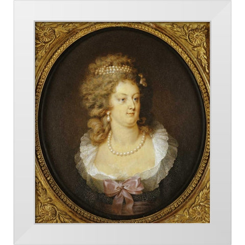 Bust Portrait of Marie-Antoinette White Modern Wood Framed Art Print by Guerin, Jean