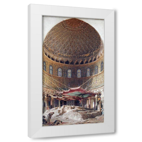 The Holy Rock, Summit of Mount Moriah, Jerusalem White Modern Wood Framed Art Print by Haag, Carl