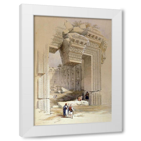 The Doorway of The Temple of Bacchus White Modern Wood Framed Art Print by Hague, Louis