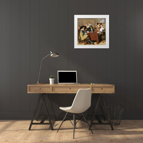 An Elegant Card Party White Modern Wood Framed Art Print by Hals, Dirk
