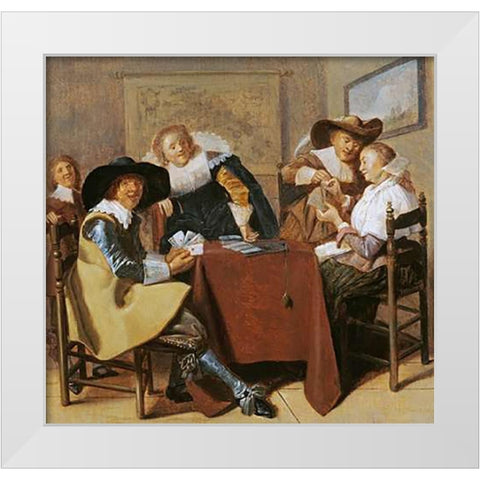 An Elegant Card Party White Modern Wood Framed Art Print by Hals, Dirk