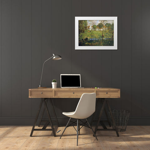 A Scottish Farm White Modern Wood Framed Art Print by Hamilton, James Whitelaw