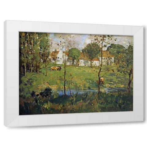 A Scottish Farm White Modern Wood Framed Art Print by Hamilton, James Whitelaw