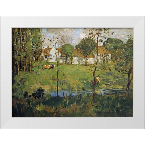 A Scottish Farm White Modern Wood Framed Art Print by Hamilton, James Whitelaw