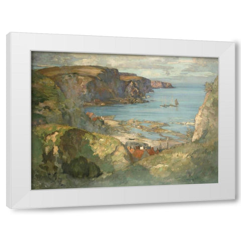 An East Coast Fishing Village White Modern Wood Framed Art Print by Hamilton, James Whitelaw