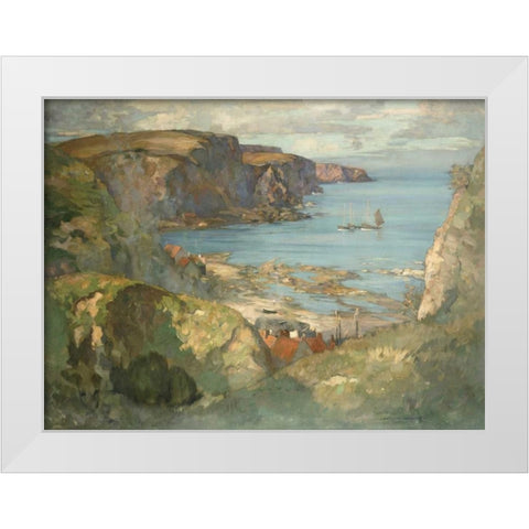 An East Coast Fishing Village White Modern Wood Framed Art Print by Hamilton, James Whitelaw