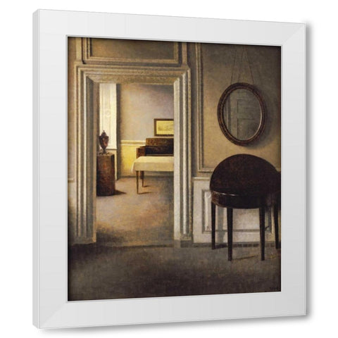The Music Room, 30 Strandgade White Modern Wood Framed Art Print by Hammershoi, Vilhelm