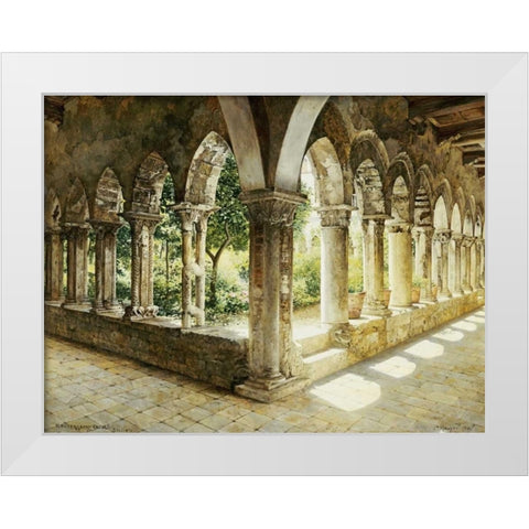 Cefalu Cloisters, Sicily White Modern Wood Framed Art Print by Hansen, Josef Theodor