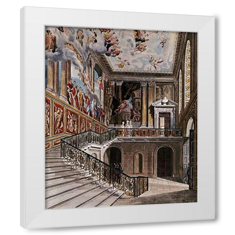 Grand Staircase, Hampton Court White Modern Wood Framed Art Print by Havell, D.