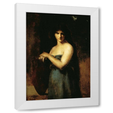 At The Fountain White Modern Wood Framed Art Print by Henner, Jean Jacques