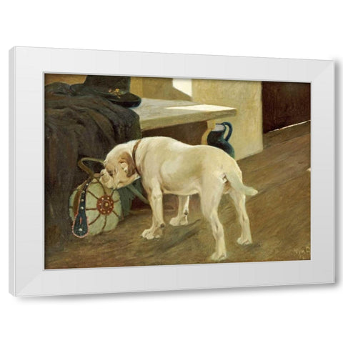 Study of a Bulldog White Modern Wood Framed Art Print by Heyer, Arthur