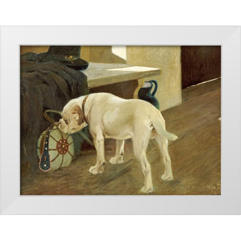 Study of a Bulldog White Modern Wood Framed Art Print by Heyer, Arthur